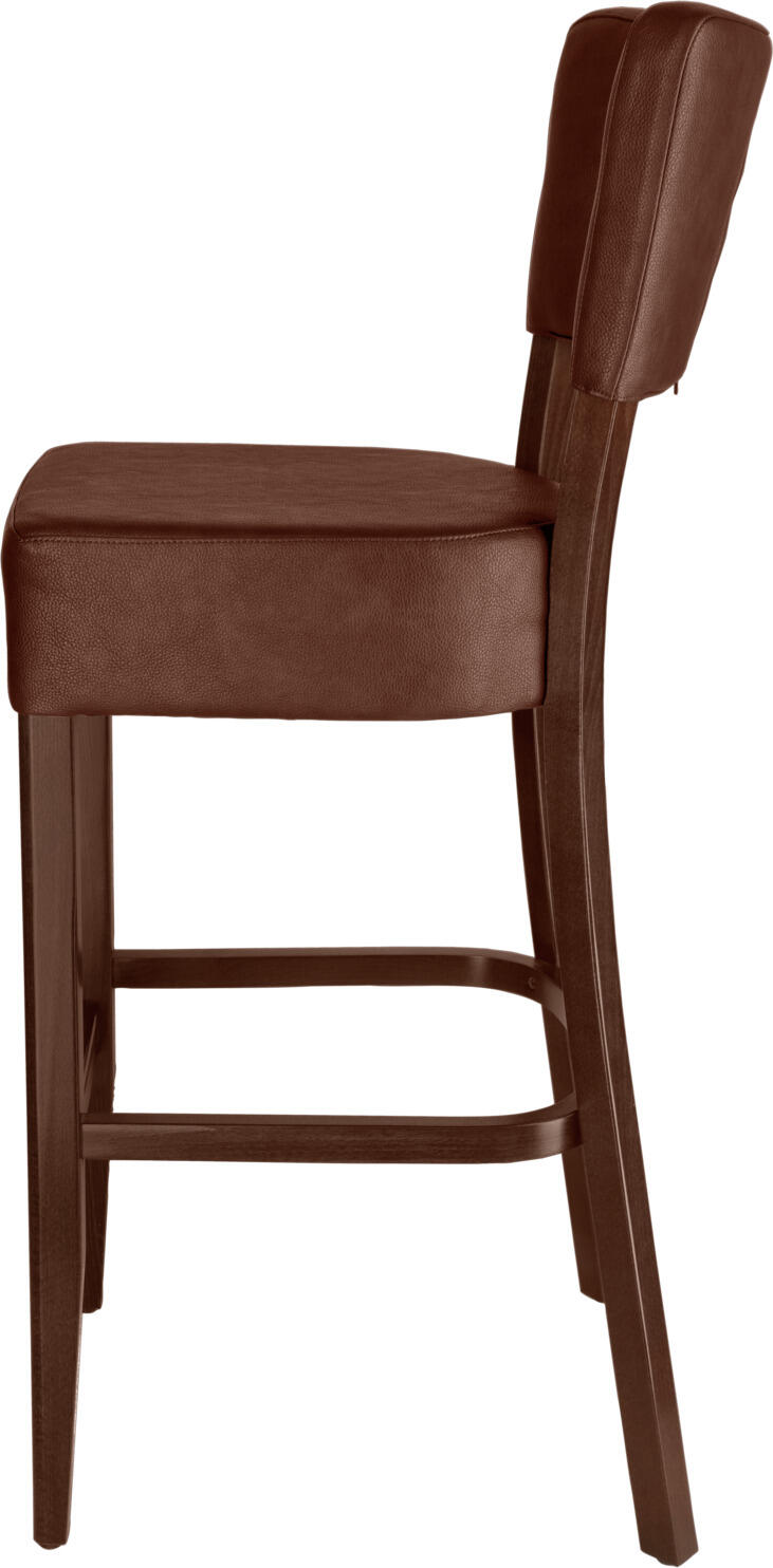 VEGA Winslow Bar Chair Set of 2, Brown Imitation Leather, Brown Frame, Tobacco Stained Beech Wood Base, 46x57x116 cm, 80 cm Seat Height, Max Load 160 kg