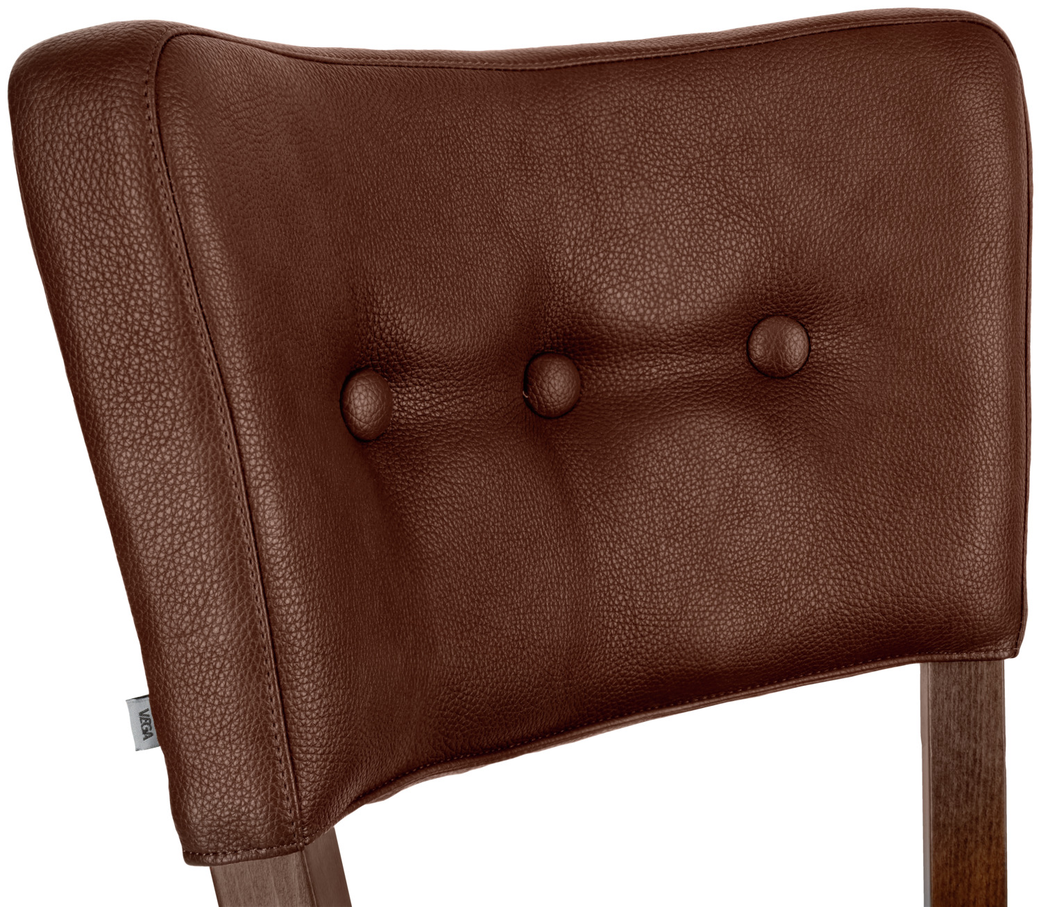 VEGA Winslow Bar Chair Set of 2, Brown Imitation Leather, Brown Frame, Tobacco Stained Beech Wood Base, 46x57x116 cm, 80 cm Seat Height, Max Load 160 kg