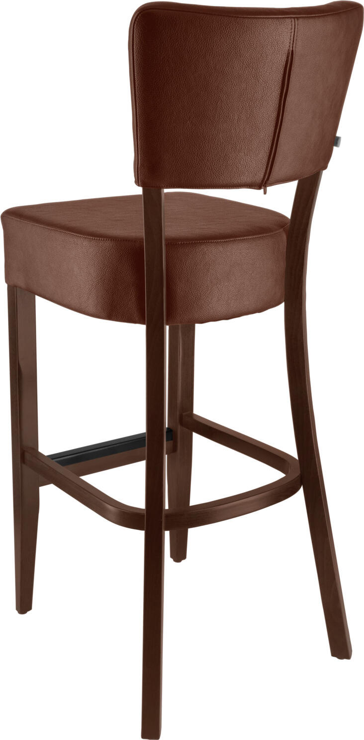 VEGA Winslow Bar Chair Set of 2, Brown Imitation Leather, Brown Frame, Tobacco Stained Beech Wood Base, 46x57x116 cm, 80 cm Seat Height, Max Load 160 kg