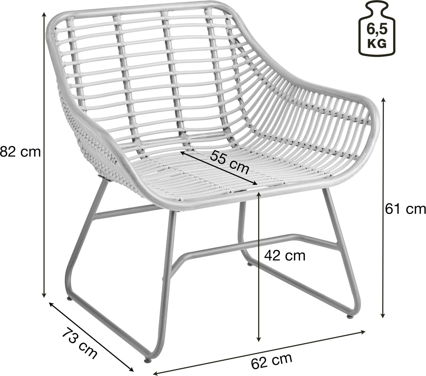Scaun de relaxare exterior VEGA Tomeo, Rattan Polyrattan cu aspect de bambus, Cadru din otel vopsit electrostatic, Maro deschis si Negru, 81x73x82 cm