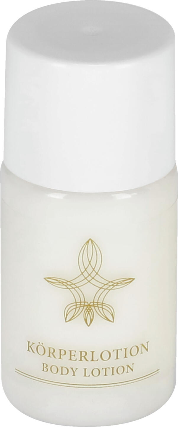 V-Touch LUSINI Solutions GmbH Hotel body lotion Klassik in flacon Hotel Bodylotion Klassik im Flacon Hotel body lotion Klassik in flacon; 20 ml; white; 400 piece / pack Hotel Bodylotion Klassik im Flacon; 20 ml; weiß; 400 Stück / Pack Classic, refreshing body lotion Klassik. With fine fragrance notes of sandalwood, ylang ylang and flowers. Suitable for all skin types. With high-quality ingredients vitamin E and shea butter. Gentle to the skin and soothing. Dermatologically tested. Supplied in transparent 20 ml bottle with screw cap. Klassisch, erfrischende Bodylotion Klassik. Mit feine Duftnoten von Sandelholz, Ylang Ylang und Blüten. Für alle Hauttypen geeignet. Mit hochwertigen Inhaltsstoffen Vitamin E und Shea Butter. Hautschonend und wohltuend. Dermatologisch getestet. Lieferung in transparenter 20 ml-Flasche mit Schraubverschluss.
