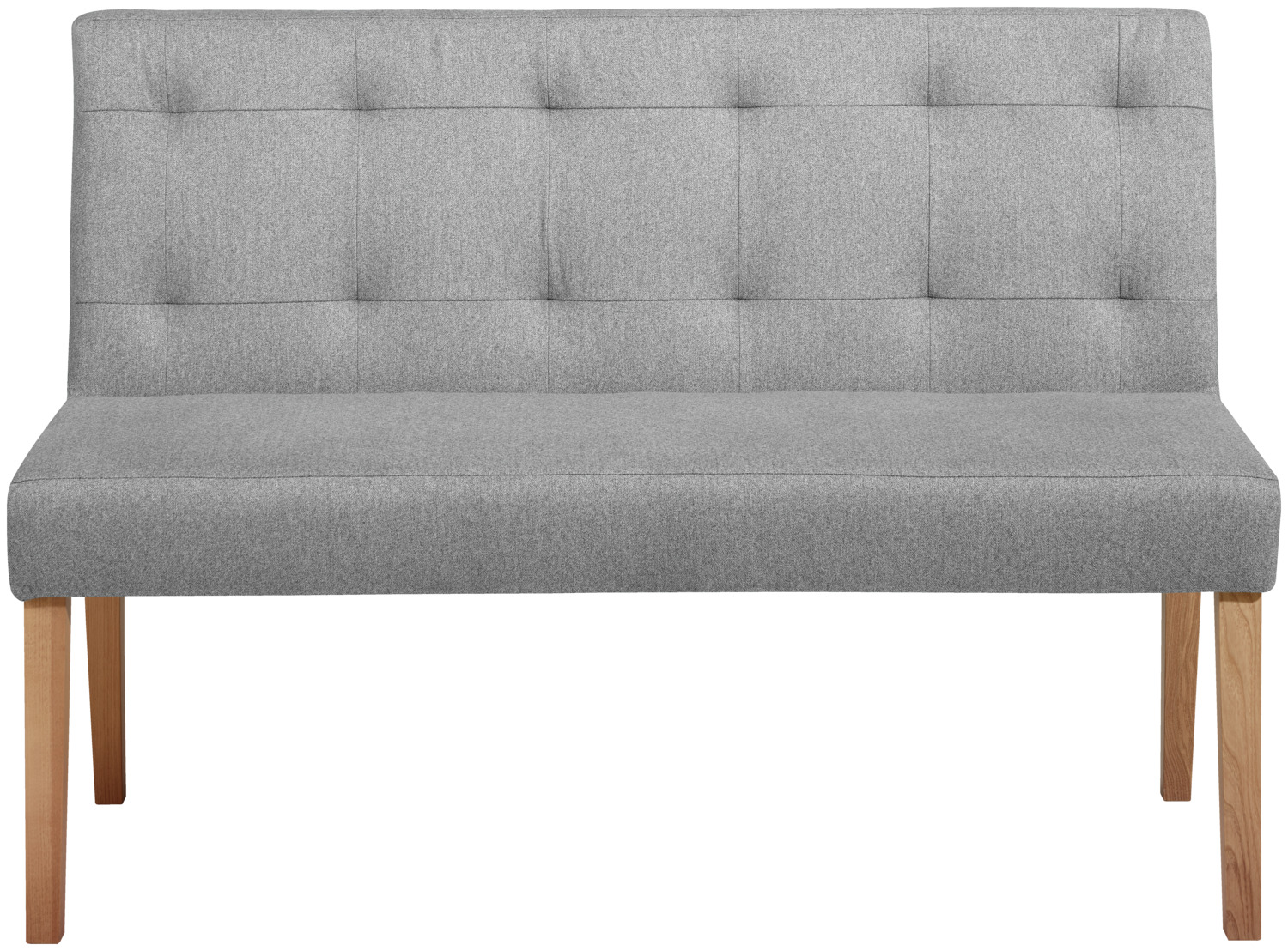 VEGA LUSINI Solutions GmbH Upholstered bench Tolga 2-seater Polsterbank Tolga 2-Sitzer Upholstered bench Tolga 2-seater; 126x55x90 cm (WxDxH); seat light-grey, base brown Polsterbank Tolga 2-Sitzer; 126x55x90 cm (BxTxH); Sitz hellgrau, Gestell braun 2-seater bench made of solid beech frame and fabric cover (100 % polyester). Retractable backrest. High seating comfort. Easy to clean. Suitable for indoor use. Supplied assembled. Order the linking fitting at the same time to connect several elements together. Order matching corner element at the same time. 2-Sitzer Bank aus massivem Buchengestell und Stoffbezug (100 % Polyester). Einzüge am Rückenteil. Hoher Sitzkomfort. Pflegeleicht. Für den Innenbereich geeignet. Lieferung montiert. Verkettungsbeschlag gleich mitbestellen um mehrere Elemente miteinander zu verbinden. Passendes Eckelement gleich dazubestellen.