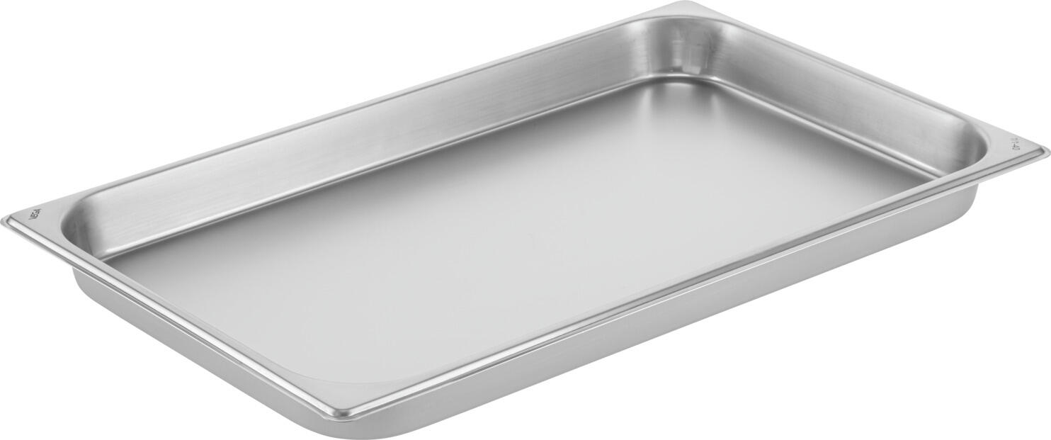 VEGA GN Container 1/1 Premium, 5L Capacity, 18/10 Chrome-Nickel Stainless Steel, 53x32.5x4 cm, Reinforced Corners and Stacking Cams, Silver