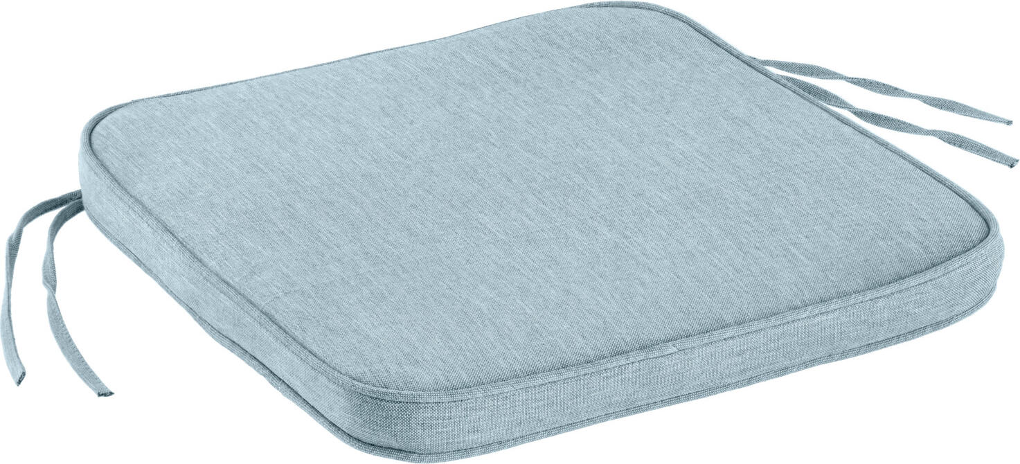VEGA Bavaria Seat Cushion Set of 2, 41x41x4 cm, Light Blue Mottled, 100% Olefin, UV-Resistant and Water-Repellent Outdoor Cushions with Ties