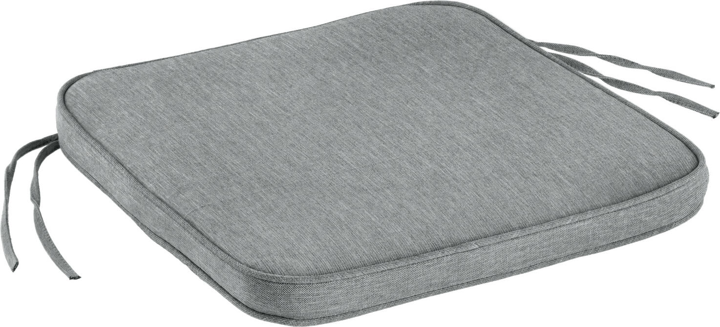 VEGA Bavaria Seat Cushion Set of 2, 41x41x4 cm, Anthracite Mottled, 100% Olefin, UV-Resistant and Water-Repellent Outdoor Cushions with Ties