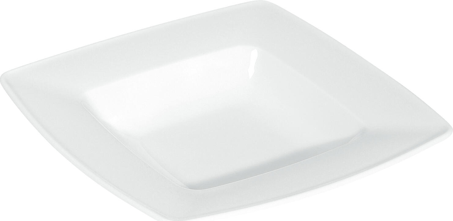 Farfurie adanca pentru supa VEGA Melbourne, forma patrata, porcelana albă, 21.5 x 21.5 x 4.5 cm, 300 ml, compatibila cu masina de spalat vase, Set de 6 piese