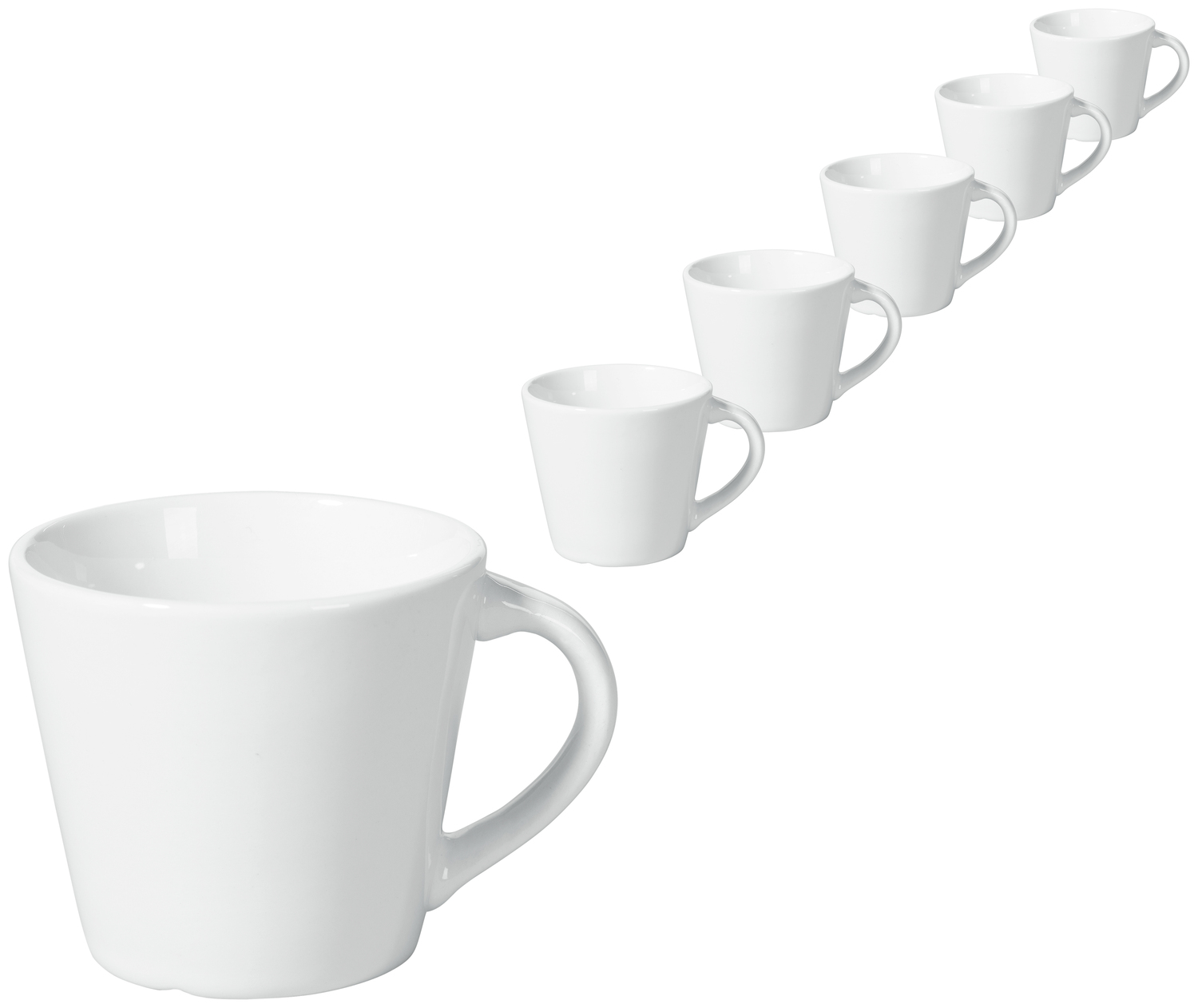 VEGA Bebida Espresso Cups, White Porcelain, 80 ml, Dishwasher and Microwave Safe, Set of 6