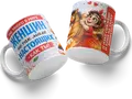 Ceramic Mug #66, White, with Russian Text and Girl Riding Horse Illustration