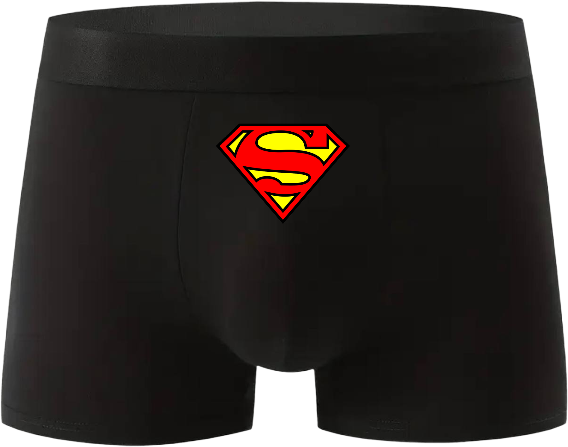 Superman Men's Boxer Briefs with 'S' Shield Logo, Elastic Waistband, Black