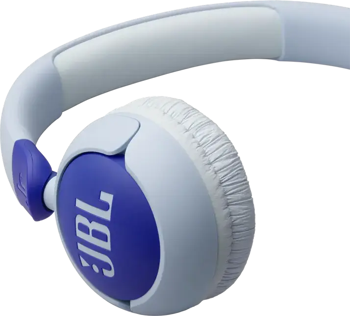 Casca JBL Junior 320 (JR320) On-Ear cu Fir pentru Copii, Albastru și Alb, Difuzoare Dinamice de 32mm, Limitare Volum 85dB, Microfon Integrat, Design Pliabil, Jack 3.5mm