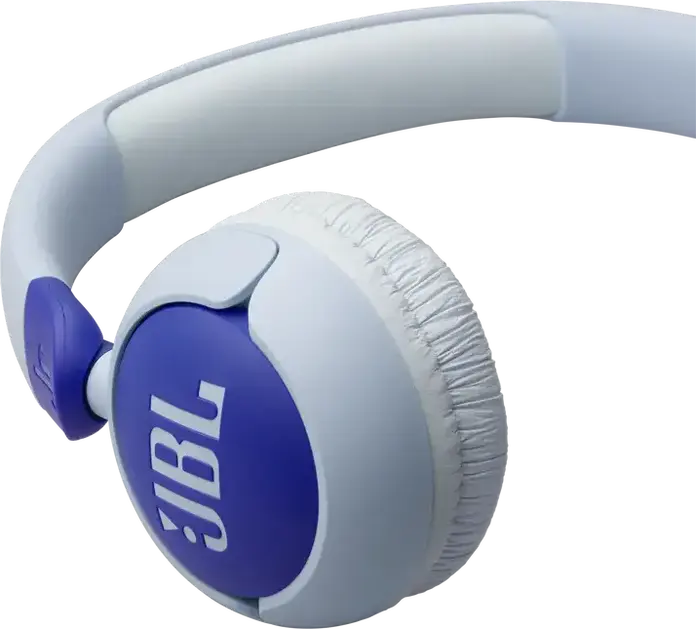 Casca JBL Junior 320 (JR320) On-Ear cu Fir pentru Copii, Albastru și Alb, Difuzoare Dinamice de 32mm, Limitare Volum 85dB, Microfon Integrat, Design Pliabil, Jack 3.5mm