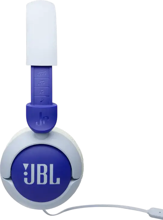 Casca JBL Junior 320 (JR320) On-Ear cu Fir pentru Copii, Albastru și Alb, Difuzoare Dinamice de 32mm, Limitare Volum 85dB, Microfon Integrat, Design Pliabil, Jack 3.5mm