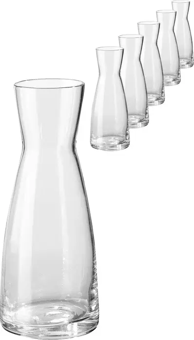 Bormioli Rocco Ypsilon Glass Carafe, 1.13 L, Transparent Round Tapered Hourglass Design, 26.2 cm Height, 7.2 cm Diameter, Dishwasher Safe Water and Beverage Pitcher