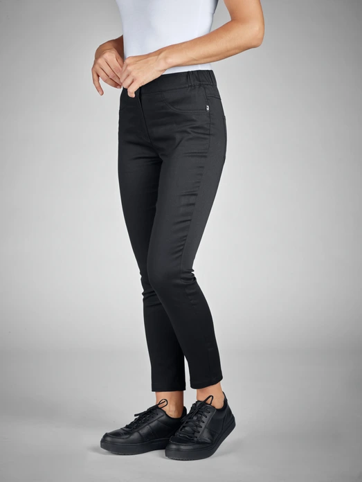 Pantaloni Jobeline Ellie 7/8 pentru femei, croiala Slim Fit, amestec 69% bumbac, talie elasticata, negru, certificare OEKO-TEX Standard 100