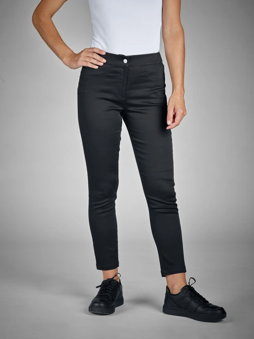 Pantaloni Jobeline Ellie 7/8 pentru femei, croiala Slim Fit, amestec 69% bumbac, talie elasticata, negru, certificare OEKO-TEX Standard 100