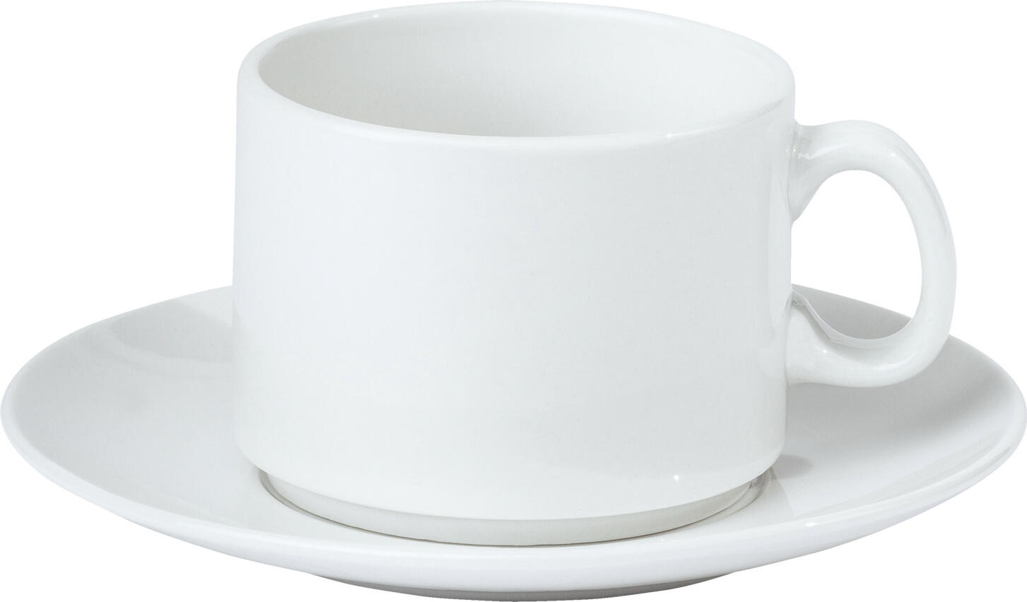 Pulsiva Coffee Cup Coupe, White Porcelain, 190 ml, Dishwasher and Microwave Safe, Stackable, Set of 6 Pieces
