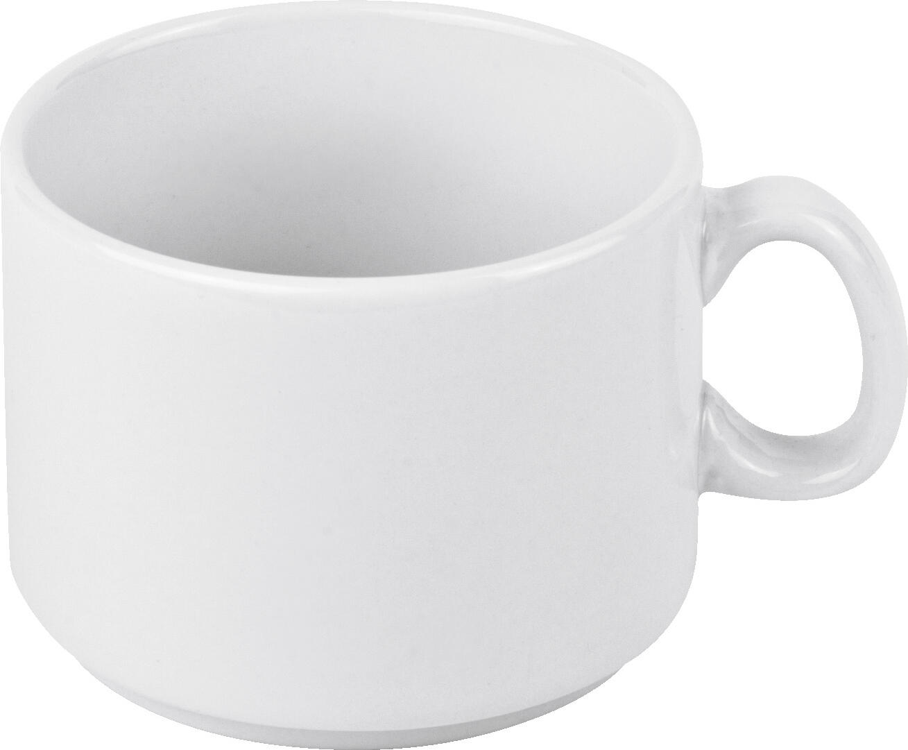 Pulsiva Coffee Cup Coupe, White Porcelain, 190 ml, Dishwasher and Microwave Safe, Stackable, Set of 6 Pieces