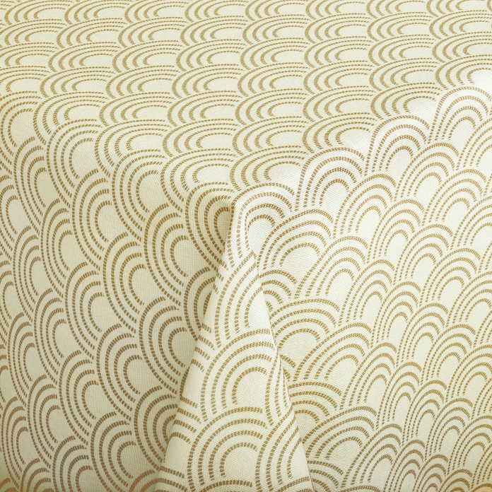 LUSINI Solutions GmbH Goa Rectangular Tablecloth, 110x140 cm, Sand Beige, 100% Polyacrylic, Bow Pattern, Outdoor and Indoor, OEKO-TEX Standard 100
