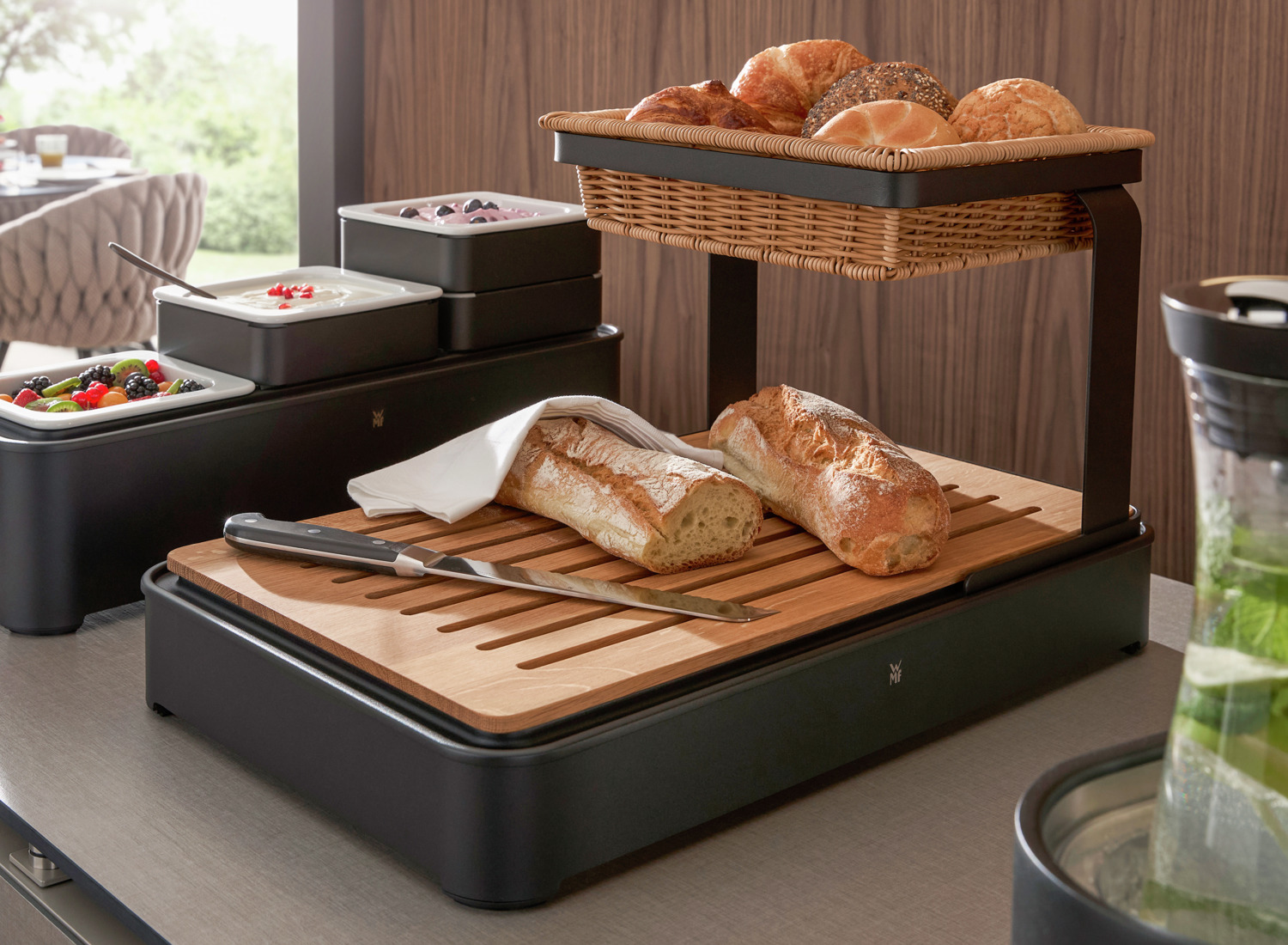 WMF Quadro Bread and Fruit Basket, GN 1/2, Polypropylene Plastic Weave, Brown, 32.5 x 26.5 x 8 cm, Dishwasher Safe, 5502099900