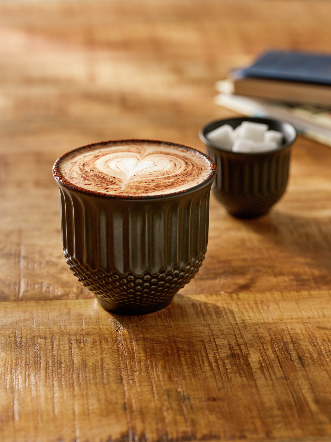 Set de 6 cești de espresso Heart & Soul Pine Relief, porțelan Vitreous China, negru, 90ml, rezistente la zgârieturi, microwave și dishwasher safe
