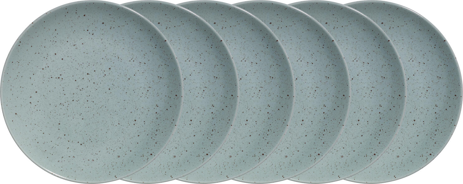VEGA LUSINI Solutions GmbH Plate Alessia flat Teller Alessia flach Plate Alessia flat; 20.5 cm (Ø); turquoise; round; 6 piece / pack Teller Alessia flach; 20.5 cm (Ø); türkis; rund; 6 Stück / Pack Colored porcelain plates with irregular speckles. Without flag. Dishwasher safe and microwaveable. Farbige Teller aus Porzellan mit unregelmäßigen Sprenkeln. Ohne Fahne. Spülmaschinenfest und mikrowellengeeignet.