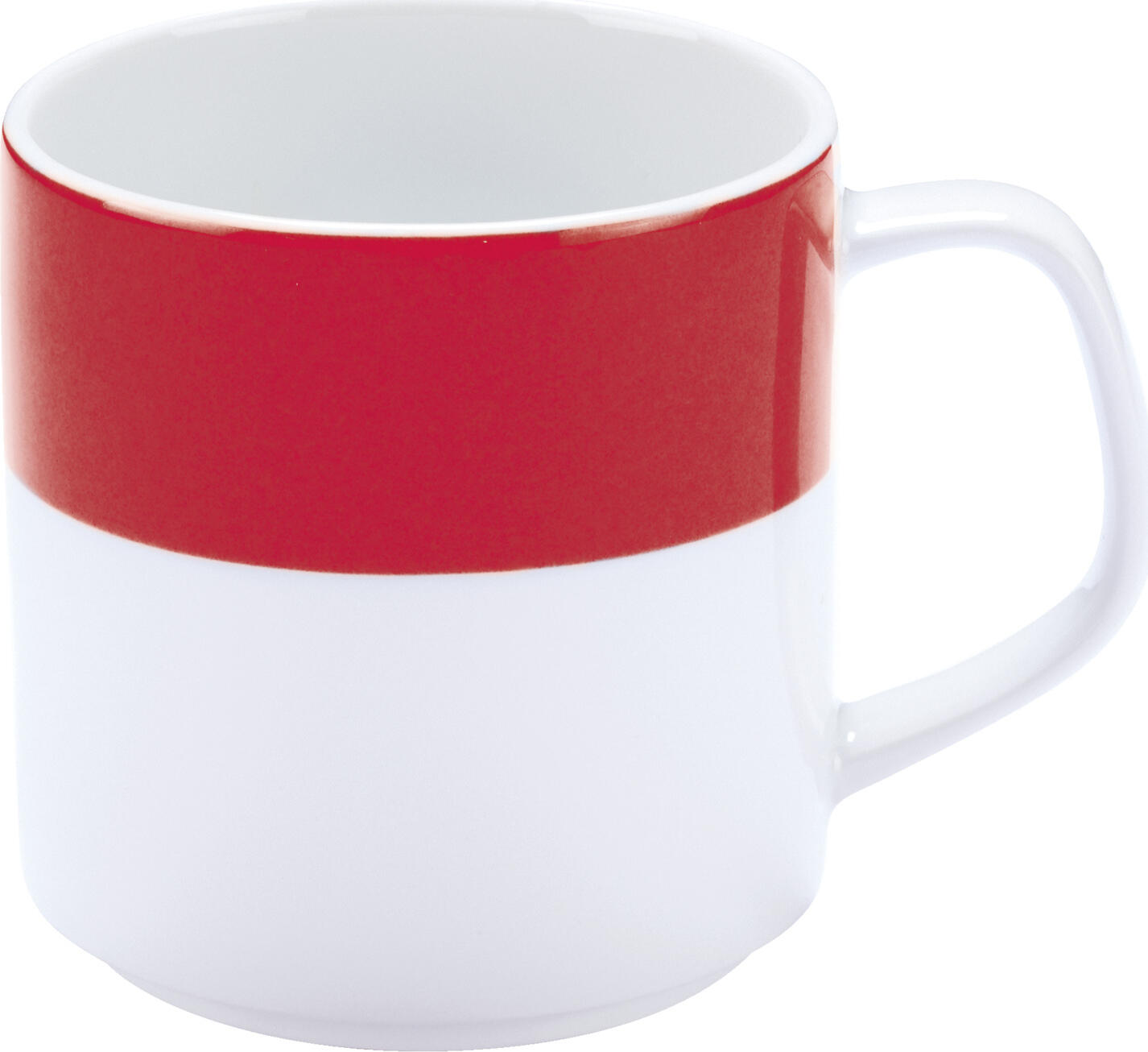 PULSIVA LUSINI Solutions GmbH Coffee Mug Set of 6, White Porcelain with Blue Rim, 245 ml, Dishwasher and Microwave Safe, Robust for Catering