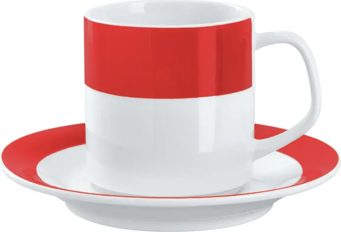 PULSIVA LUSINI Solutions GmbH Coffee Mug Set of 6, White Porcelain with Blue Rim, 245 ml, Dishwasher and Microwave Safe, Robust for Catering