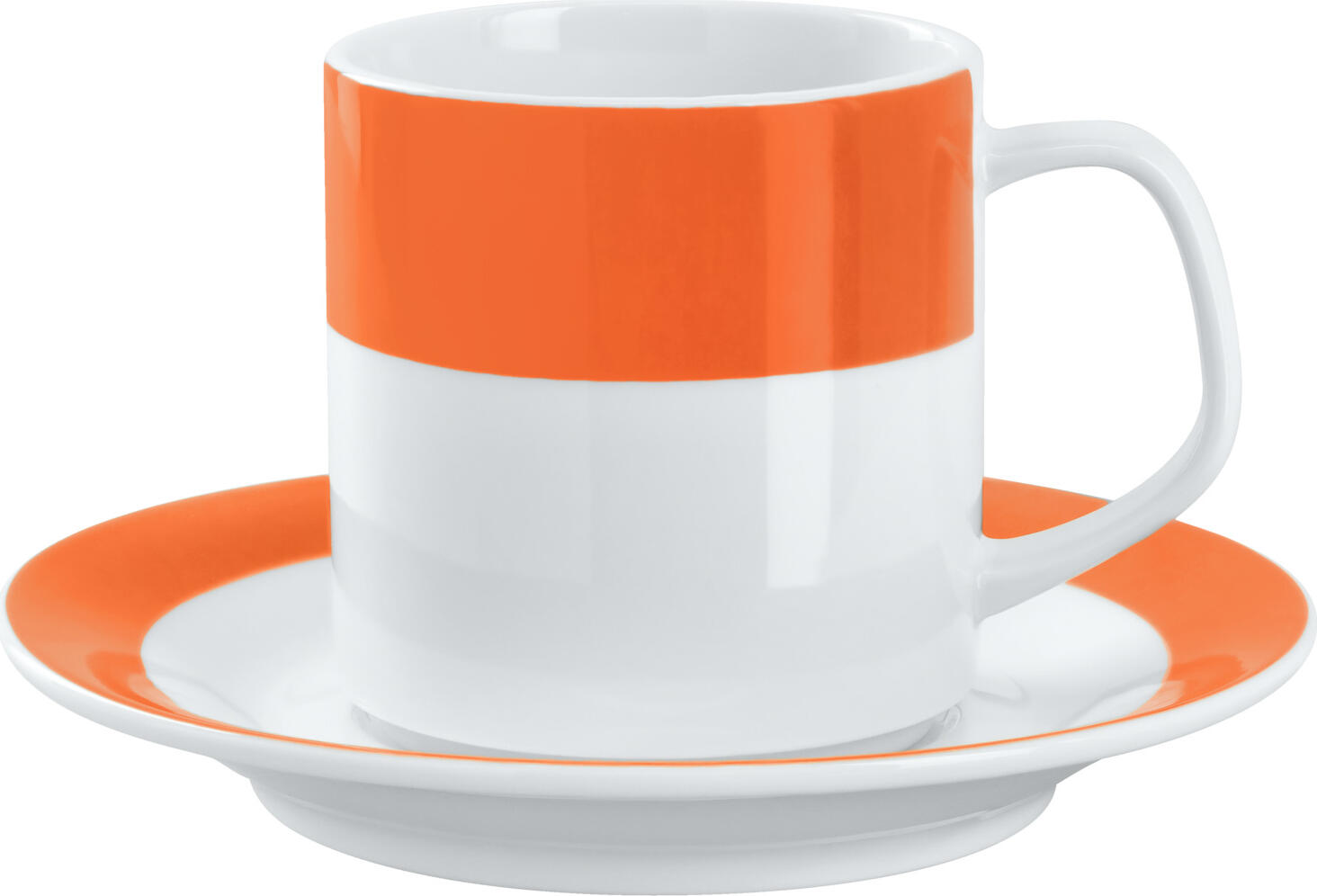 Set de 6 cești de cafea Pulsiva din porțelan, 245ml, Albe cu Margine Colorată, Stivuibile, Rezistente la Mașina de Spălat Vase și Cuptor cu Microunde