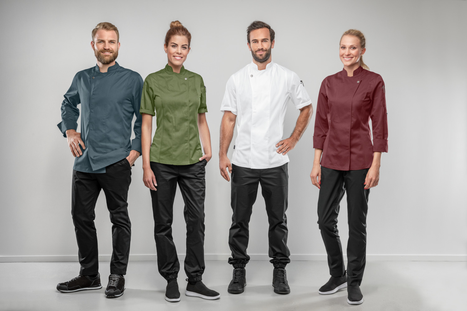 Jobeline Carter Women's Short Sleeve Chef Jacket, 65% Polyester 35% Cotton, Breathable Mesh Inserts, Stand-up Collar, Regular Fit