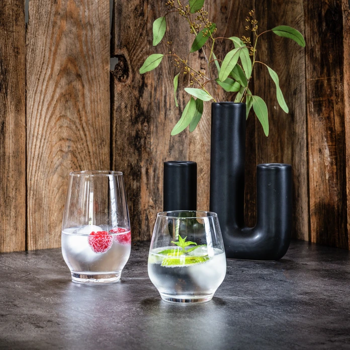 Vaza LUSINI Vase Jano, Vaza Decorativa din Ceramica cu Gaturi Multiple, Impermeabila, Neagra, 18x4.8x20.5 cm, cu Glide-uri de Cauciuc