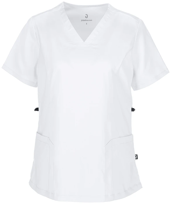 Jobeline Verona Women's Tunic Smock, Lyocell Tencel and Polyester, V-neck, Short Sleeves, Adjustable Waist Drawstring, Breathable and Durable