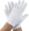 Хлопковые перчатки Hygostar Cotton glove Blanc, белые, дышащий трикотаж, размер M, 24 см, набор из 12 пар