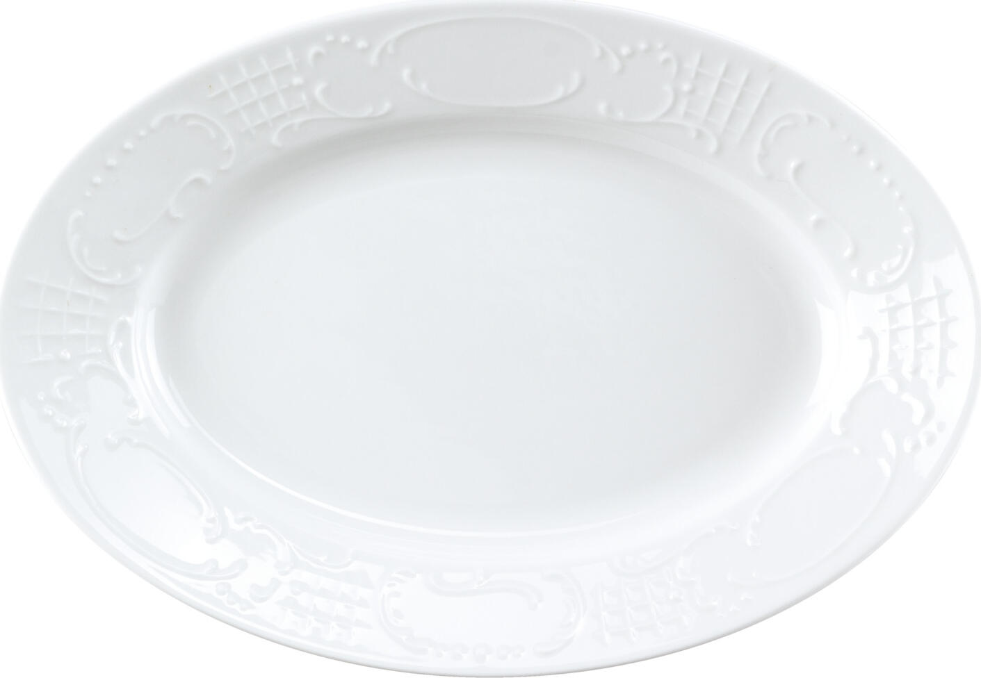 Pulsiva Sinfonie Serving Platter Set of 6, White Porcelain Oval Plate with Elegant Relief, 28 x 20 x 3.5 cm, Dishwasher and Microwave Safe