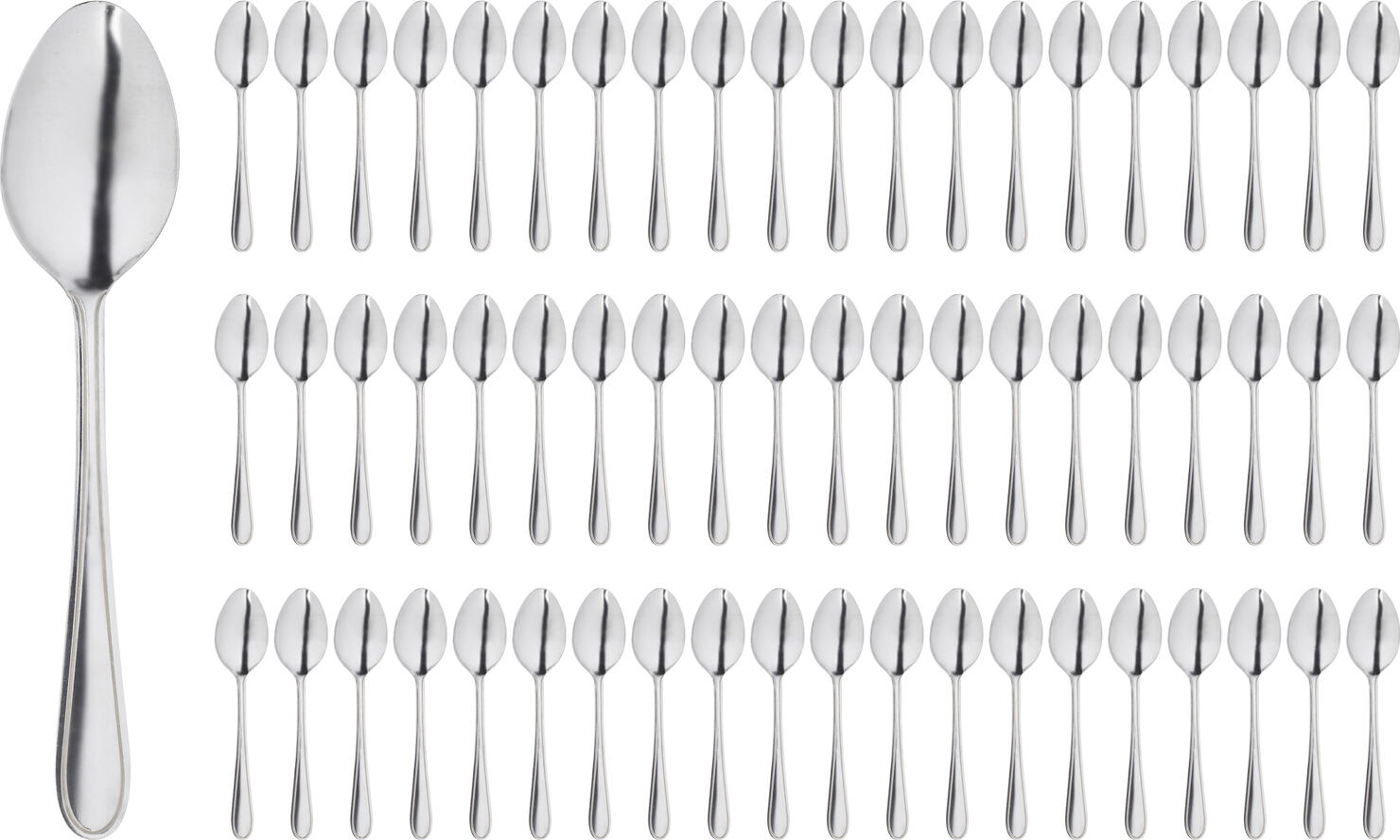 Pulsiva Aachen Table Spoon Set of 60 Pieces, 18/0 Chrome Stainless Steel, Mirror Polished, 18.7 cm, Silver, Dishwasher Safe, Catering Grade