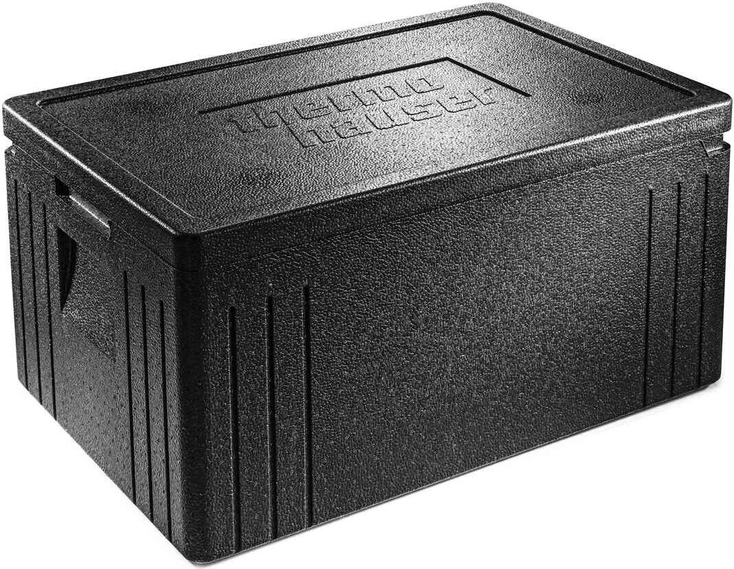 thermohauser EPP Thermobox Pizza Eco Line, Изотермический прямоугольный контейнер для доставки пиццы с крышкой, из вспененного полипропилена, 60x40x30.5 см, 4.5 л, черный