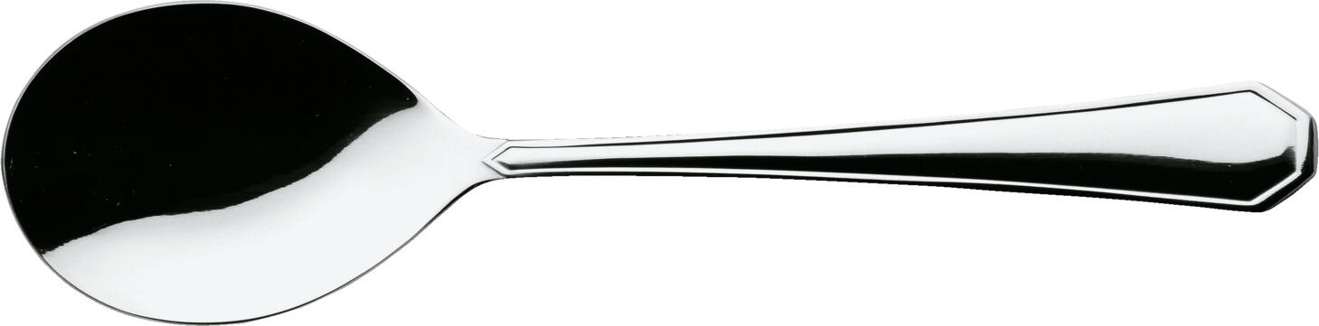 PULSIVA LUSINI Solutions GmbH Serving spoon Tunis Basic Servierlöffel Tunis Basic Serving spoon Tunis Basic; 20.2 cm (L); silver, handle silver Servierlöffel Tunis Basic; 20.2 cm (L); silber, Griff silber 18/0 chrome-stainless steel, rustproof. Classic serving spoon. Mirror polished. Material thickness 2.2 mm (measured at the thickest point of the table fork). Suitable for dishwasher. Chrom-Edelstahl 18/0, rostfrei. Der Servierlöffel Tunis Basic verbindet eine glänzende Oberfläche mit einer robusten Materialstärke von 2,2 mm (gemessen an der stärksten Stelle der Menügabel). Perfekt zum Servieren von warmen und kalten Speisen. Spülmaschinengeeignet und für den intensiven Einsatz konzipiert. Ihre Vorteile auf einen Blick: • Spülmaschinengeeignet – hygienisch & leicht zu reinigen • Magnetisch – kompatibel mit Sortier  und Poliersystemen • Nickelfrei – ideal auch für empfindliche Gäste