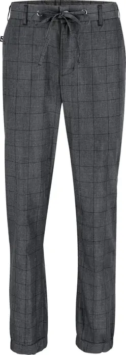 Jobeline Sweatpant Karo Men's Chef Trousers, Size 48, Polyester Cotton Blend, Glencheck Design, Stretch Waistband with Drawstring, Tapered Leg