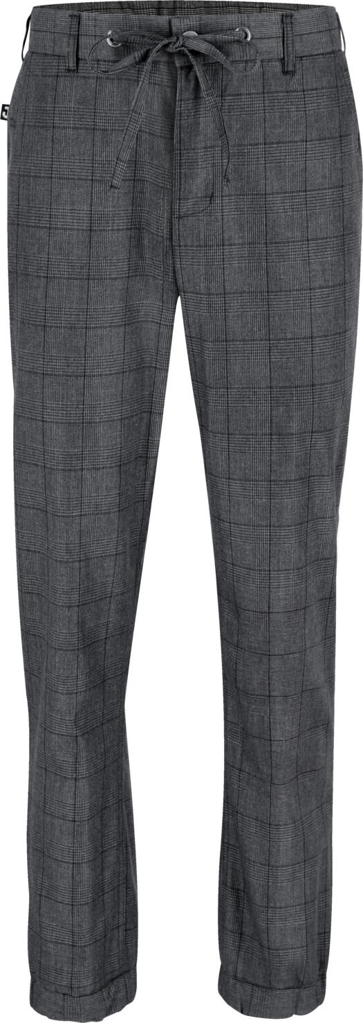 Jobeline Sweatpant Karo Men's Chef Trousers, Size 48, Polyester Cotton Blend, Glencheck Design, Stretch Waistband with Drawstring, Tapered Leg