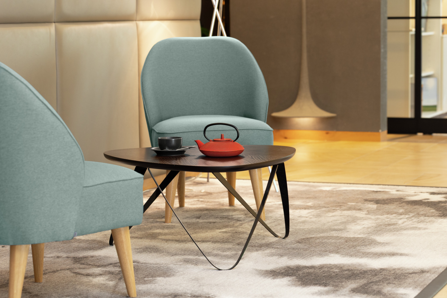 Set de 3 piese ceainic din fonta VEGA Ming, culoare roșu, 750ml cu interior emailat, forma rotunda cu textura nervata, include sita din otel inoxidabil si capac