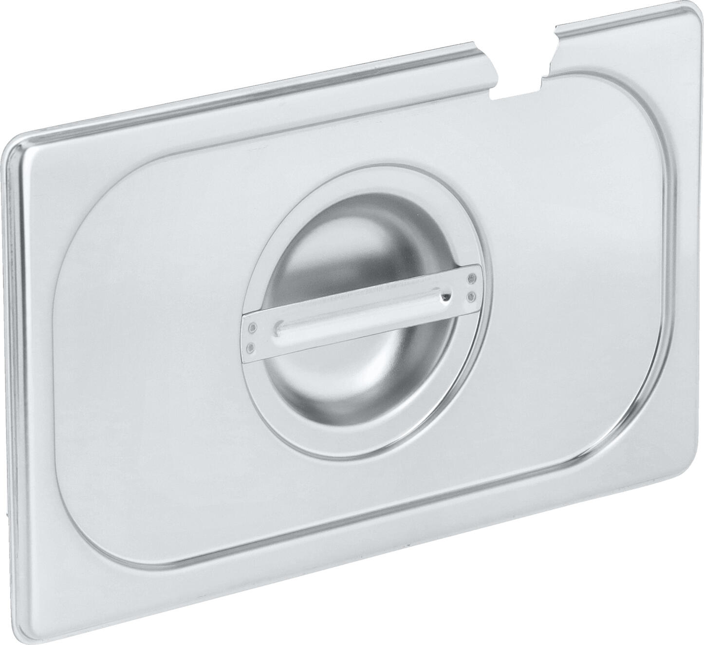 Capac GN 1/4 Smart Pulsiva cu Reces pentru Lingura, Otel Inoxidabil, Rezistent la Rugina, 26.5 x 16.2 cm, GL-140S