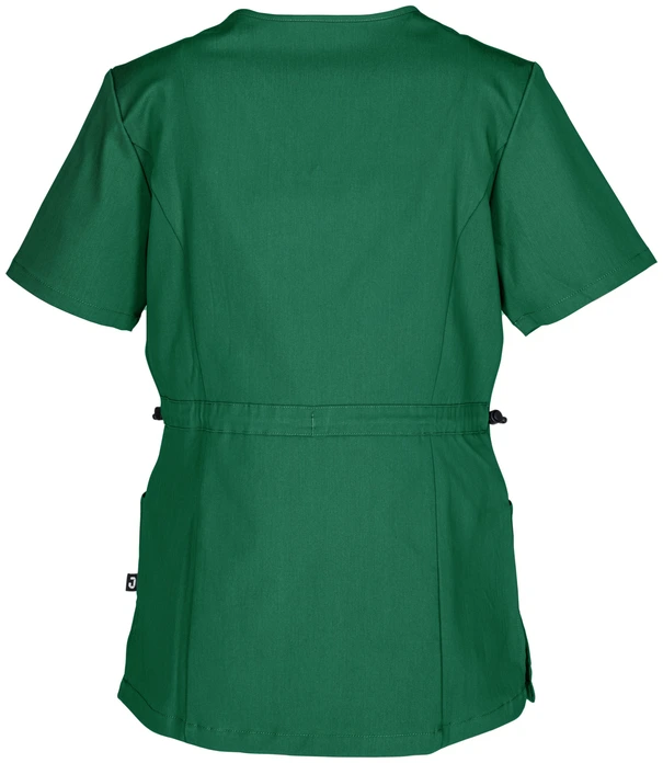 Jobeline Verona Women's Tunic, V-Neck Short Sleeve Medical Scrub, Lyocell Tencel and Polyester, Adjustable Waist, 2 Patch Pockets, Breathable