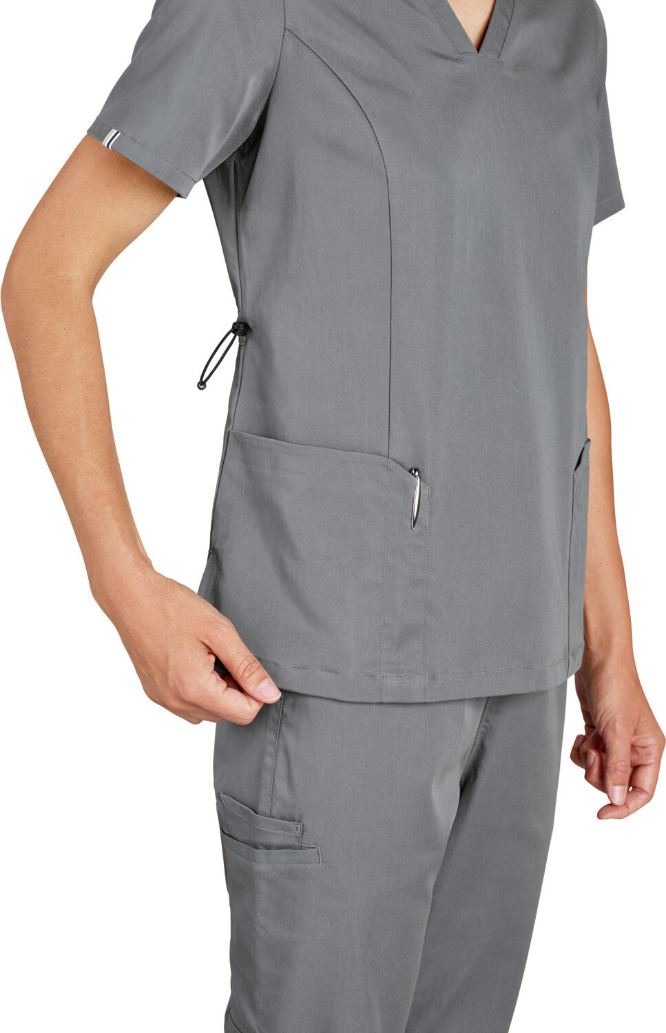 Женская туника Jobeline Verona, V-образный вырез, короткий рукав, смесь Lyocell Tencel, регулируемая талия, 2 накладных кармана, дышащая ткань