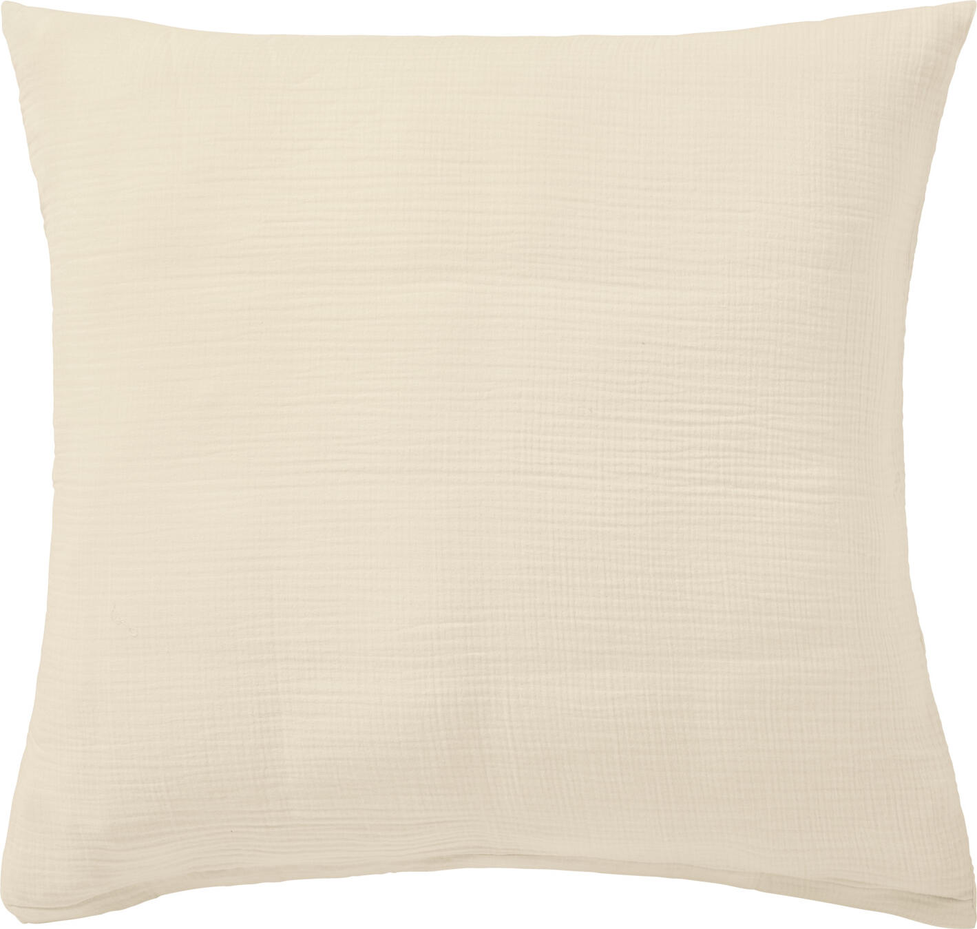 ERWIN M. LUSINI Libra Pillow Cover, 100% Cotton Muslin, Breathable Non-Iron Crinkle Look Pillowcase, Durable 210 TC, 80 x 80 cm, Beige