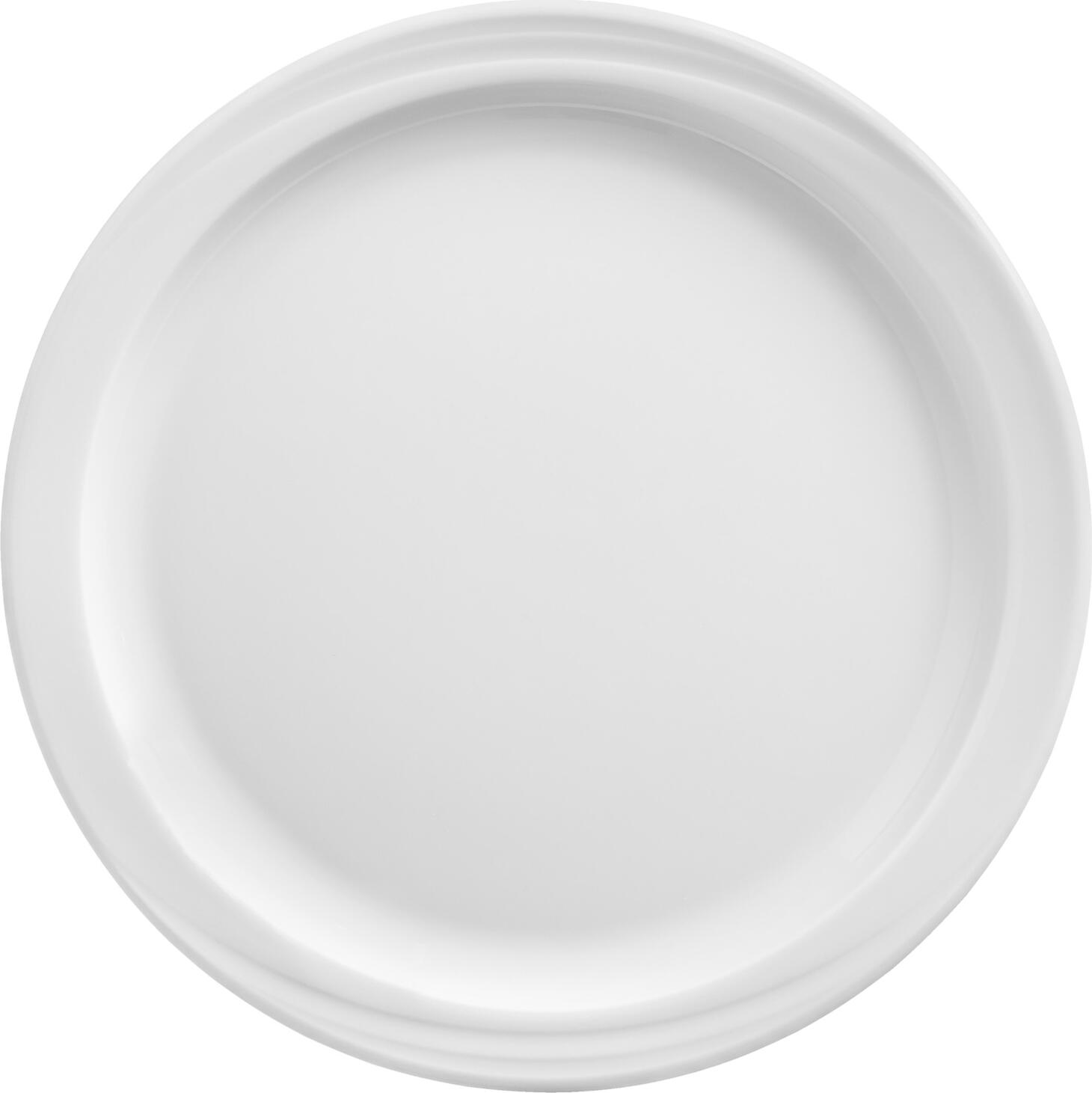 Pulsiva Melody Porcelain Flat Plates, White, 25 cm Diameter, Robust Round Design with Elegant Relief, Dishwasher and Microwave Safe, Set of 6