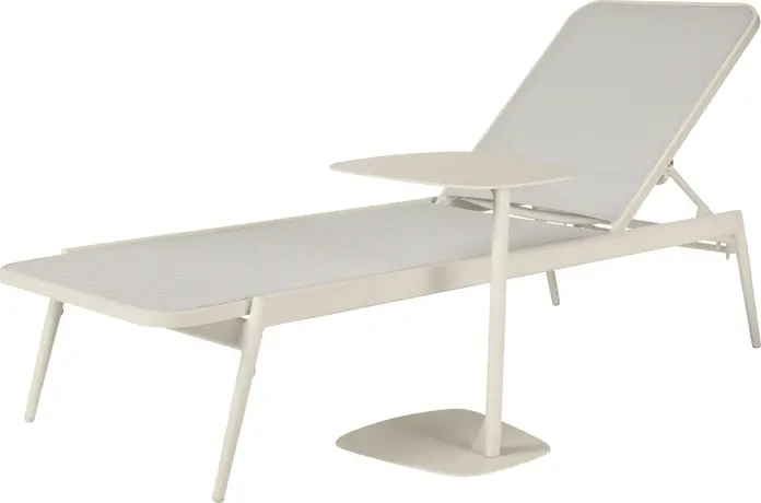 VEGA Taro Outdoor Side Table, Sand/Beige, Weatherproof UV-Resistant Aluminum, Minimalist Slim Design, 40 x 39 x 53 cm