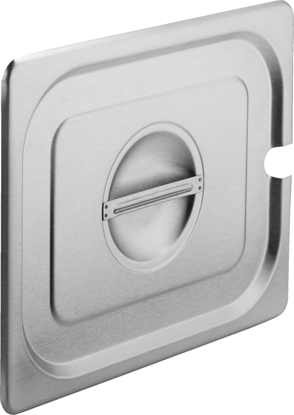 PULSIVA LUSINI Solutions GmbH GN lid 1/2 Profi with spoon recess GN-Deckel 1/2 Profi mit Löffelaussparung GN lid 1/2 Profi with spoon recess; GN 1/2, 32.7x26.5 cm (LxW); stainless steel GN-Deckel 1/2 Profi mit Löffelaussparung; GN 1/2, 32.7x26.5 cm (LxB); edelstahl Lid for GN container Professional from 18/0 chrome stainless steel, stainless. Robust and of medium quality. Dishwasher safe. Deckel für GN-Behälter Profi aus 18/0 Chrom-Edelstahl, rostfrei. Mittelschwere, robuste Qualität. Spülmaschinenfest.