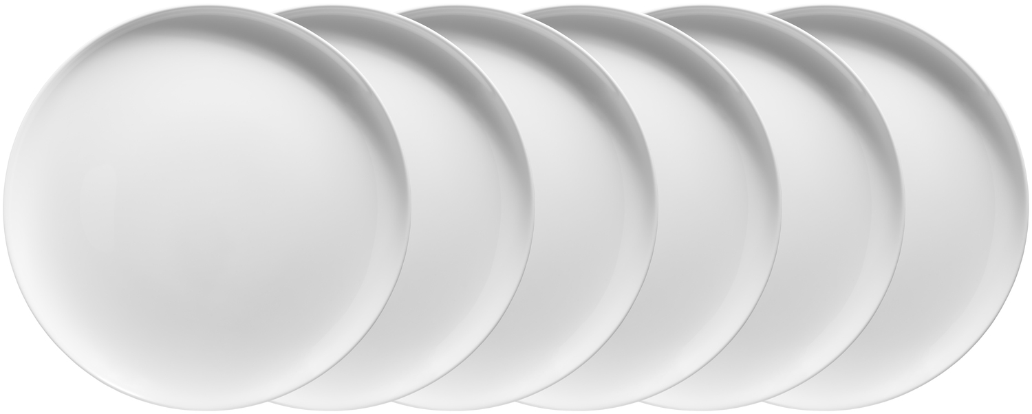 Set de 6 piese farfurii Vega Lusini Ashley din sticla temperata, 32 cm, albe, rotunde, rezistente la cuptor, microunde si masina de spalat vase