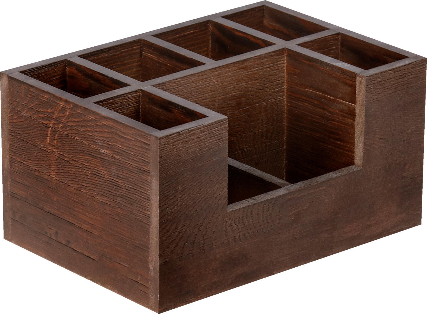 Tava pentru tacutari PULSIVA Gautier, 8 Compartimente, Lemn de Pin Lacreuit sigur pentru alimente, Maro, 22.5 x 15.5 x 11.5 cm