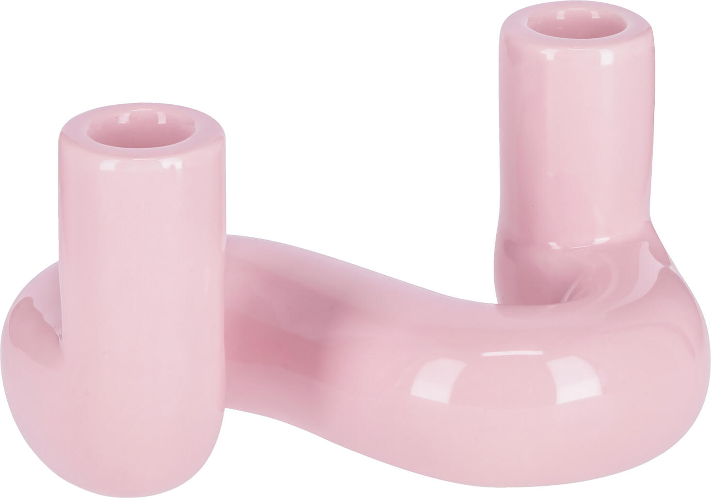 Suport pentru lumânări tip conic Vega Alea din ceramică, formă organică, culoare roz, 18 x 11.2 x 10 cm, cu glidecuri de cauciuc