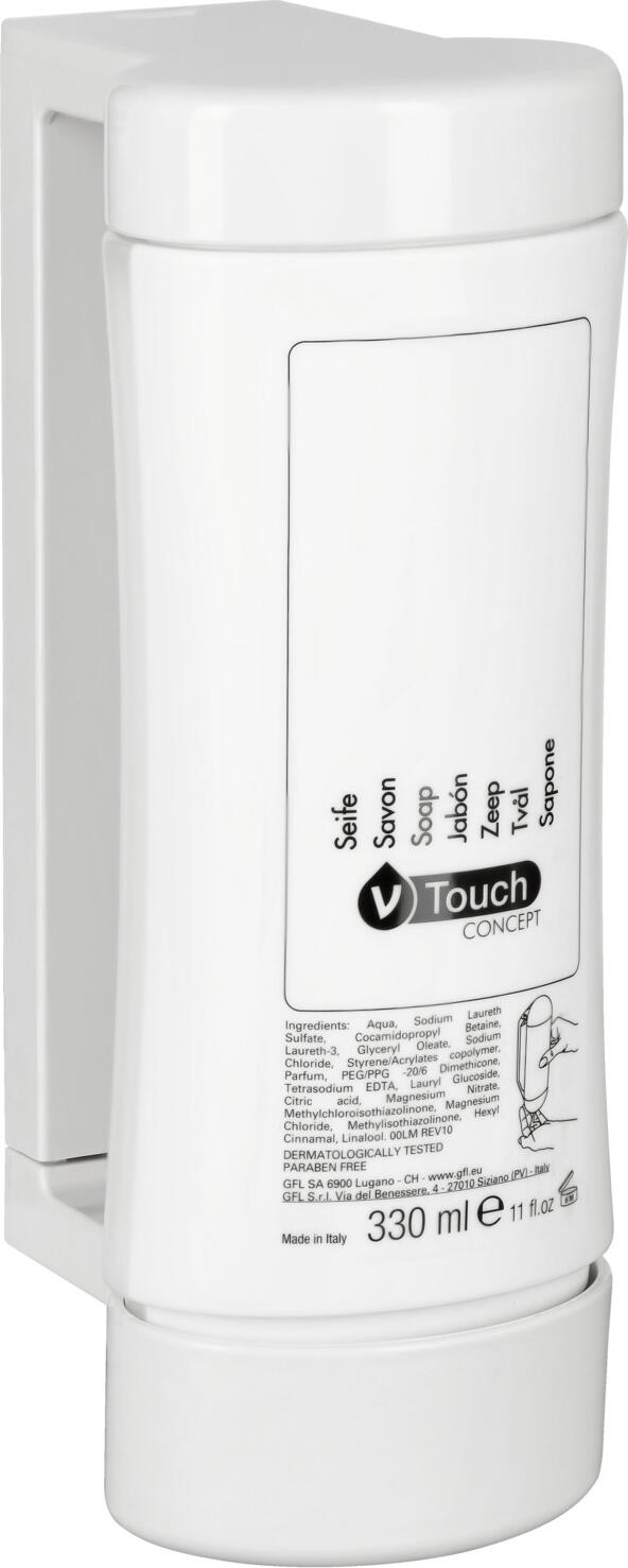 V-Touch neo Lockable Wall-Mounted Dispenser Bottle Holder, White, 22 cm, Set of 10 Pieces